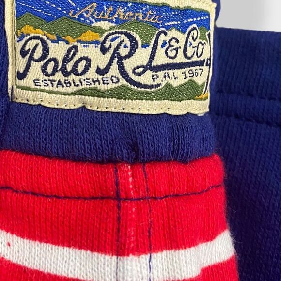 Polo Ralph Lauren Voyager Mens Blue Multi Stripe Fleece Lined Shorts size XXL - Picture 10 of 10
